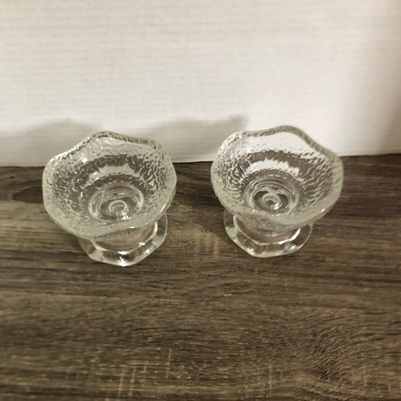 Vtg Anchor Hocking Textured Glass Candle Holders - Picture 4 of 10